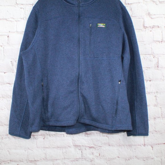 LL Bean Bright Navy Fleece Full-Zip Casual Work Sweater Jacket Size XXL - Picture 2 of 9